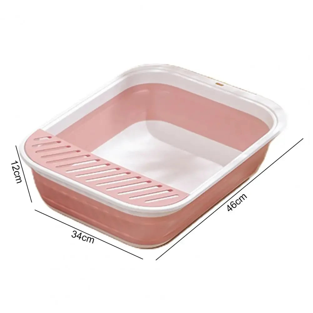 Portable Cat Bedpans Foldable Cat Toilet Large Capacity Semi-closed Pet Cat Litter Box Anti Splash Cat Tray Cleaning Bath Basin