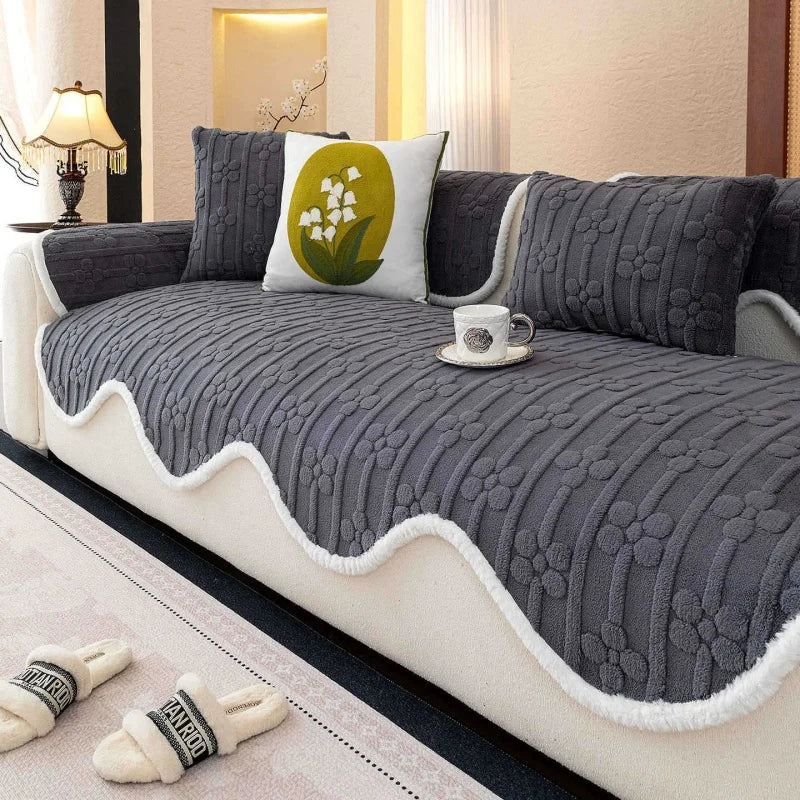 Thicken Plush Sofa Covers Winter Warm Universal Couch Mat Retro Style Anti-slip Sofa Seat Pad Decor for Living Room 방석쿠션