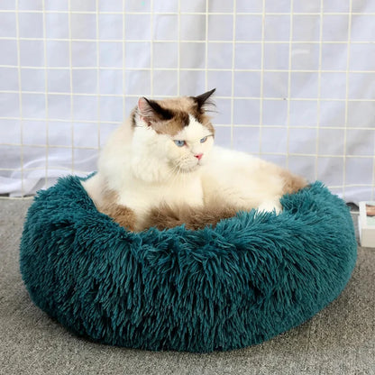 Round Cat Beds House Soft Long Plush Bed For Dogs Basket Pet Products Cushion Cat Bed Cat Mat Sleeping Sofa, Suitable For Winter