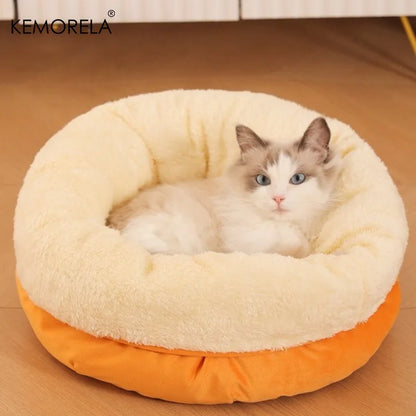 KEMORELA Ultra-Soft Plush round Pet Bed Washable Non-Slip Bottom Winter Cozy Design for Indoor Cats And Small/Medium Dogs