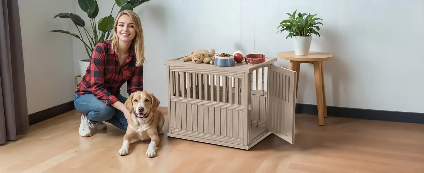 Dog Crate End Table - Lockable Kennel for Small/Large Dogs, Modern Indoor Furniture Nightstand  (39.37 * 28.35 * 32.83 Inch)