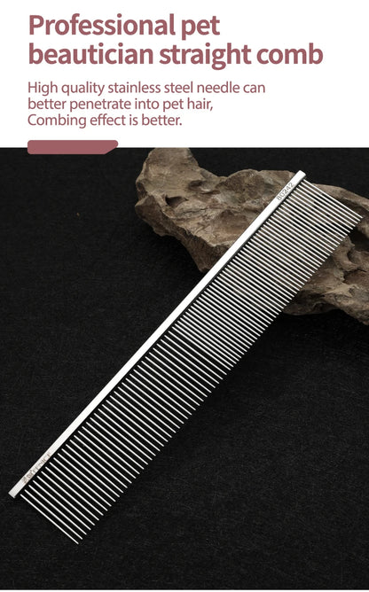 Fenice Professional Anti-Corrosion Grooming Comb For Dogs Cats Tapered Stainless Steel Pins Pet Grooming Supplies