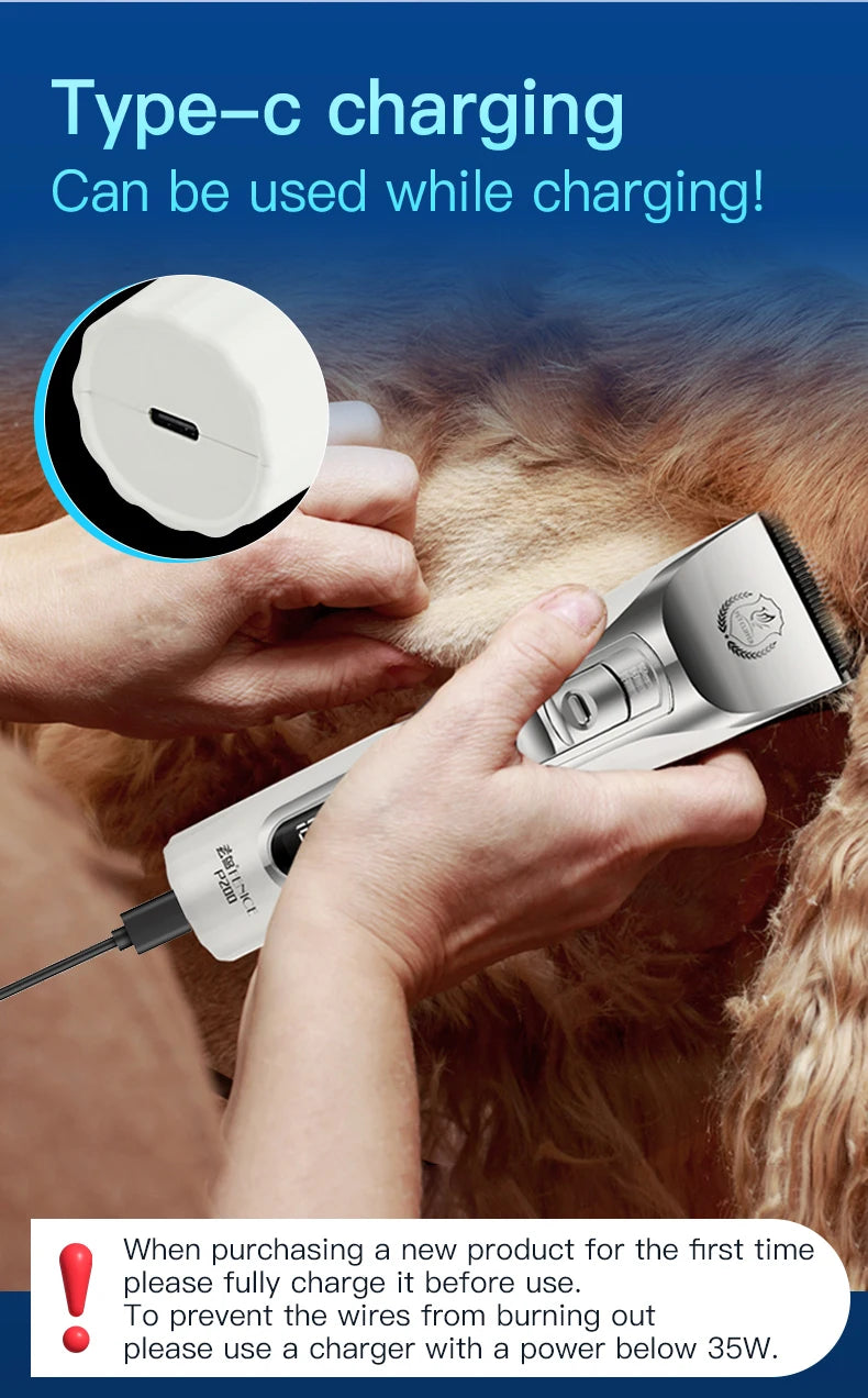 Fenice New Upgrade 5000mA Capacity Cordless LCD Screen Pets Dog Grooming Clippers Rechargeable Haircut Shaver for Trimming Salon