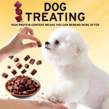 Beef Jerky Dog Treats, Premium Quality Raw Protein Warps for Dogs, Bite-Sized Training Treats & Food Topper, Cat Friendly