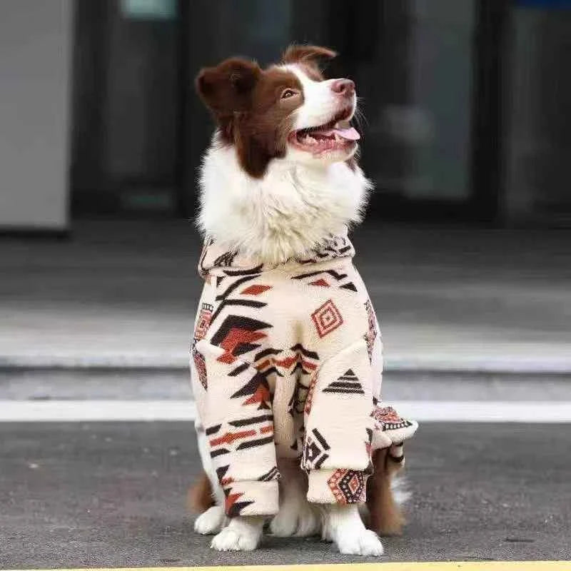 Winter Warm Thickened Sherpa Fleece Dog Coat - Hooded Thermal Sweatshirt For Medium & Large Dogs, Cold Weather Pet Apparel