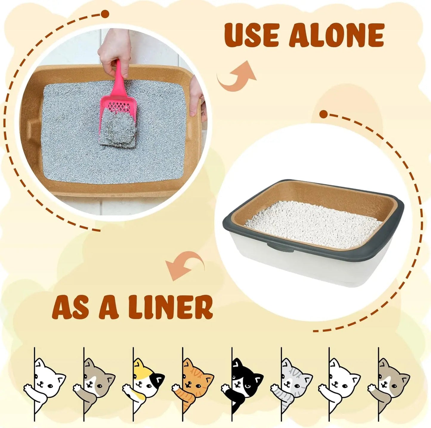5 Pack Large Disposable Cat Litter Boxes, 16.1 x 11.2 x 3.7 in, for Cats, Hamsters, Guinea Pigs, Rabbits & Small Pets