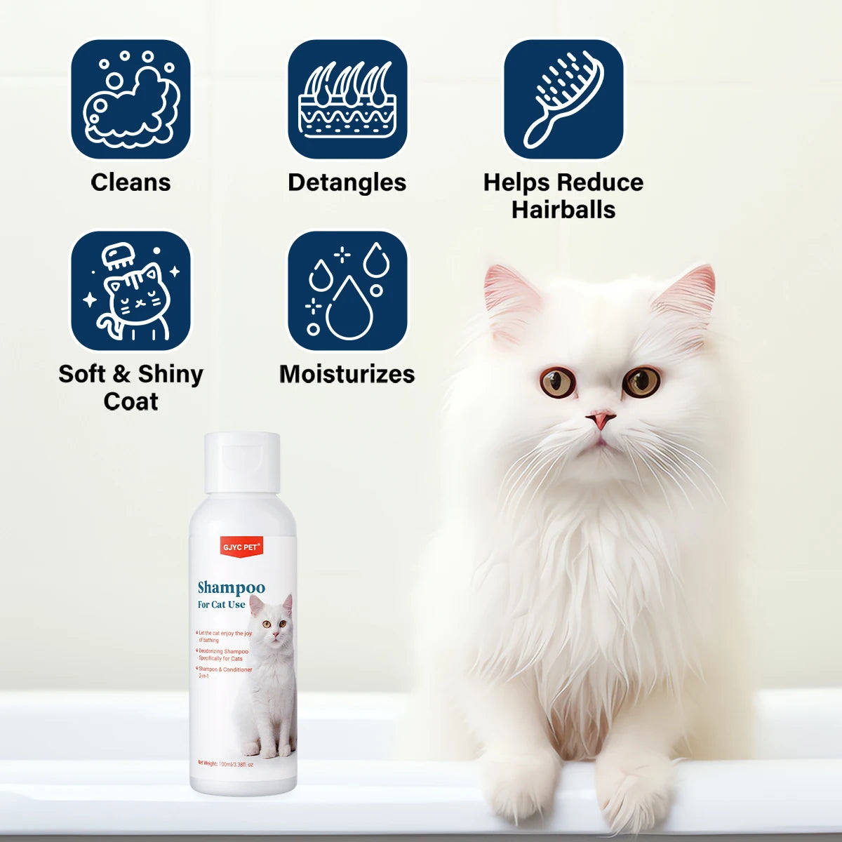 Gentle Mild Cat Shampoo - Non-Irritating Skin-Friendly, Moisturizing Deodorizing, Nourishing Softening for Healthy Shiny Fur