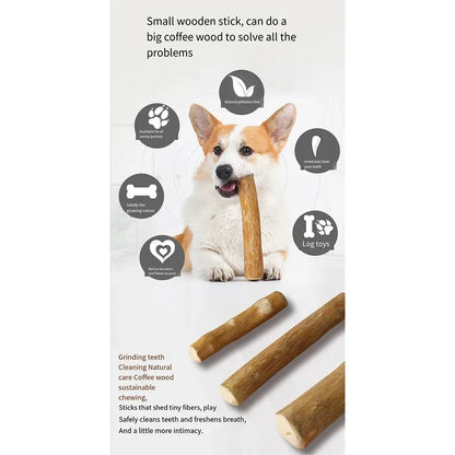 Natural Coffee Wood Dog Chew Toys Long Lasting Chewable Stick Dogs Supplies Stress Relief Chew Stick Pet Molar Toy for Dog Puppy