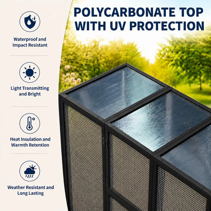 70in Outdoor Catio Cat Enclosure, Large Wooden Cat House With Waterproof UV Roof, 5 Platforms 2 Rest Boxes For Patio Backyard Cats