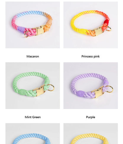 Rainbow Dog Collar Pet Puppy Walking Training Dog Collar with Metal Buckle for Large Medium Small Strap Belt Cotton Dogs Collar