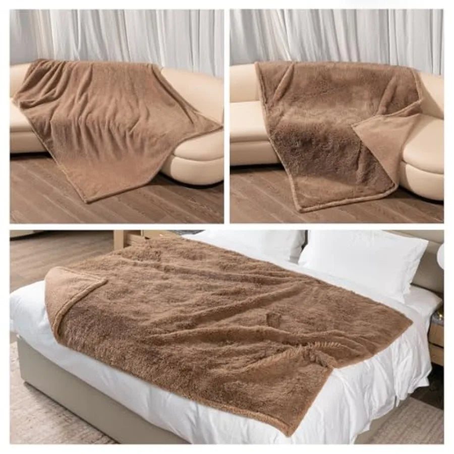 Winter Waterproof Calming Pet Blankets for Dogs Waterproof Long Faux Fur Fluffy Blanket for Doggie Cats Sherpa Fleece Warm Couc