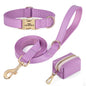 Personalized Dog Collar Leash Bag Set Custom PU Leather Dog Collars Colorful Pet Necklace With Leashes Poop Bag for Dogs Pug