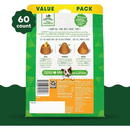 Pill Pockets Treats for Dogs Capsule Pouch, Chicken Flavor, 15.8-Ounce Per Pack (3 Pack)