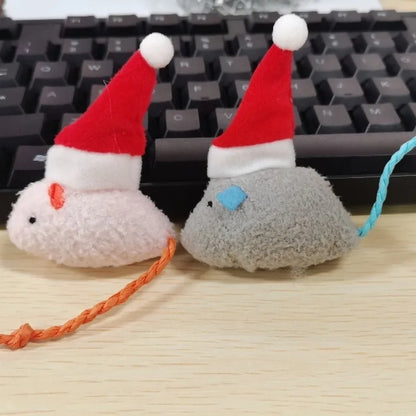 5pcs Mix Pet Toy Catnip Mice Cats Toys Christmas Hat Mouse Cat Chew Toy Fun Plush Mouse Cat Toy For Kitten Pet Supplies