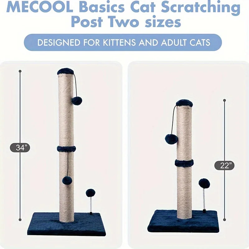 34-inch High Cat Scratching post Premium Basic Cat Scratching Indoor Sisal Scratching Post Tree Strap Hanging Ball for Adult Cat