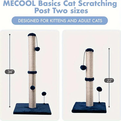 34-inch High Cat Scratching post Premium Basic Cat Scratching Indoor Sisal Scratching Post Tree Strap Hanging Ball for Adult Cat