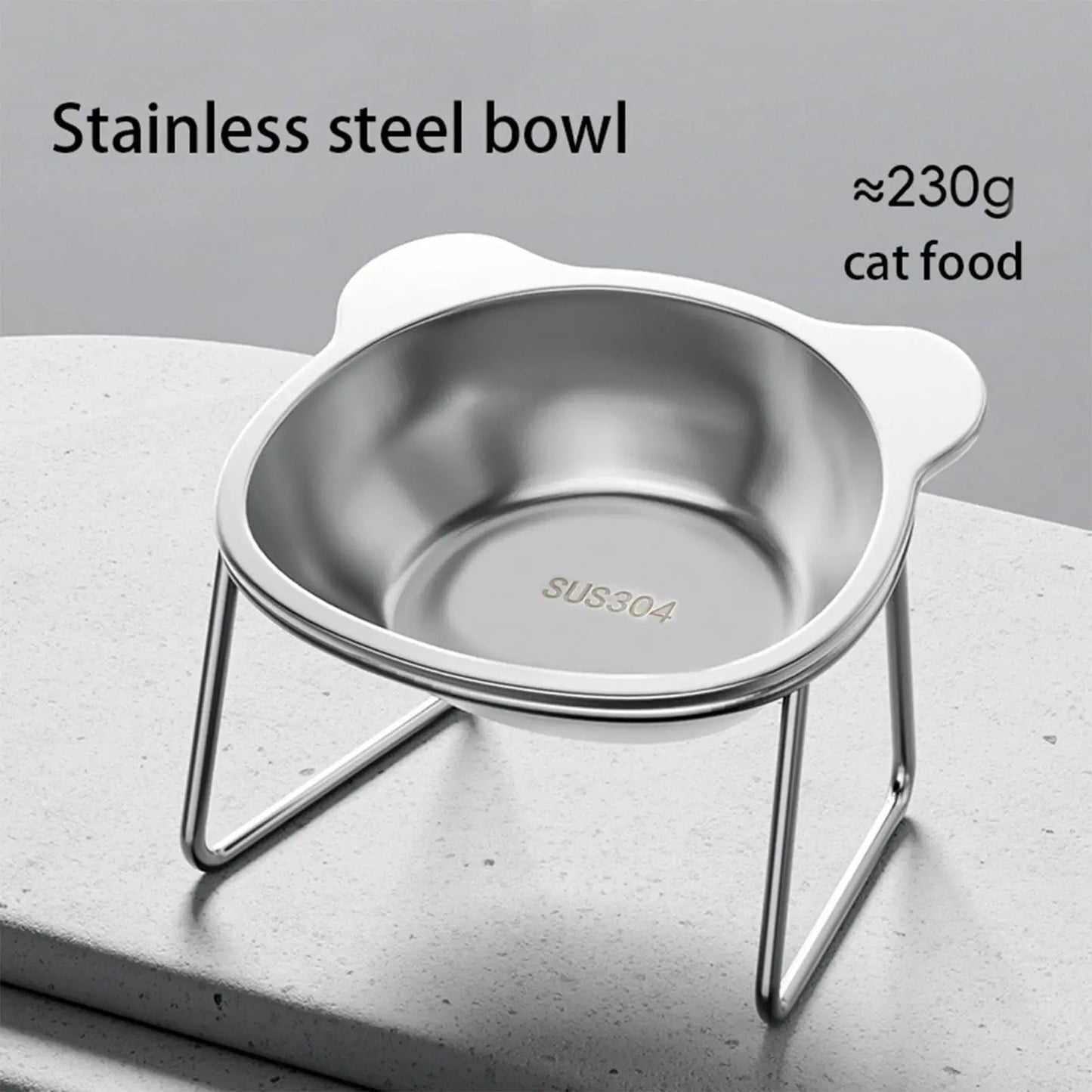 Elevated Cat Bowls for Small Dogs 5.9" Indoor Stainless Steel Raised Cat Bowl for Food Water 15° Titled Anti-Vomiting Dog Dishes