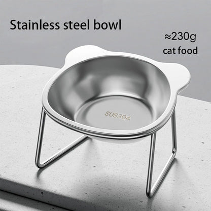 Elevated Cat Bowls for Small Dogs 5.9" Indoor Stainless Steel Raised Cat Bowl for Food Water 15° Titled Anti-Vomiting Dog Dishes
