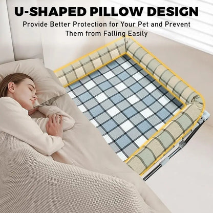 Raised Dog Bed with Pillow Extension for Cosleeping - Attaches to Human Bed, 34x26x20