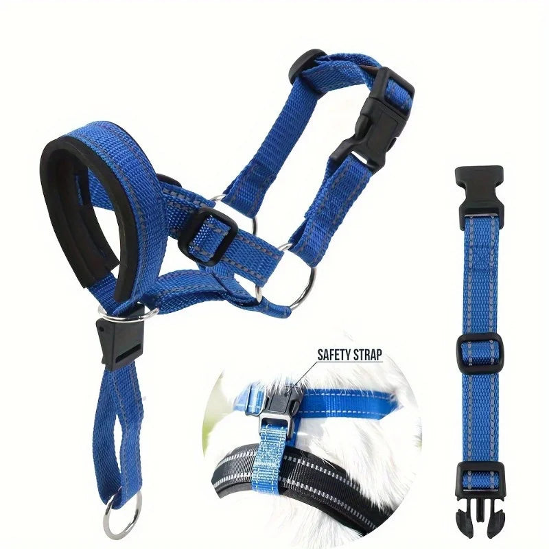 2-Pack Adjustable Nylon Dog Muzzles with Reinforced Stitching–Leader Halter with Safety Strap for Training and Pull-Free Walks