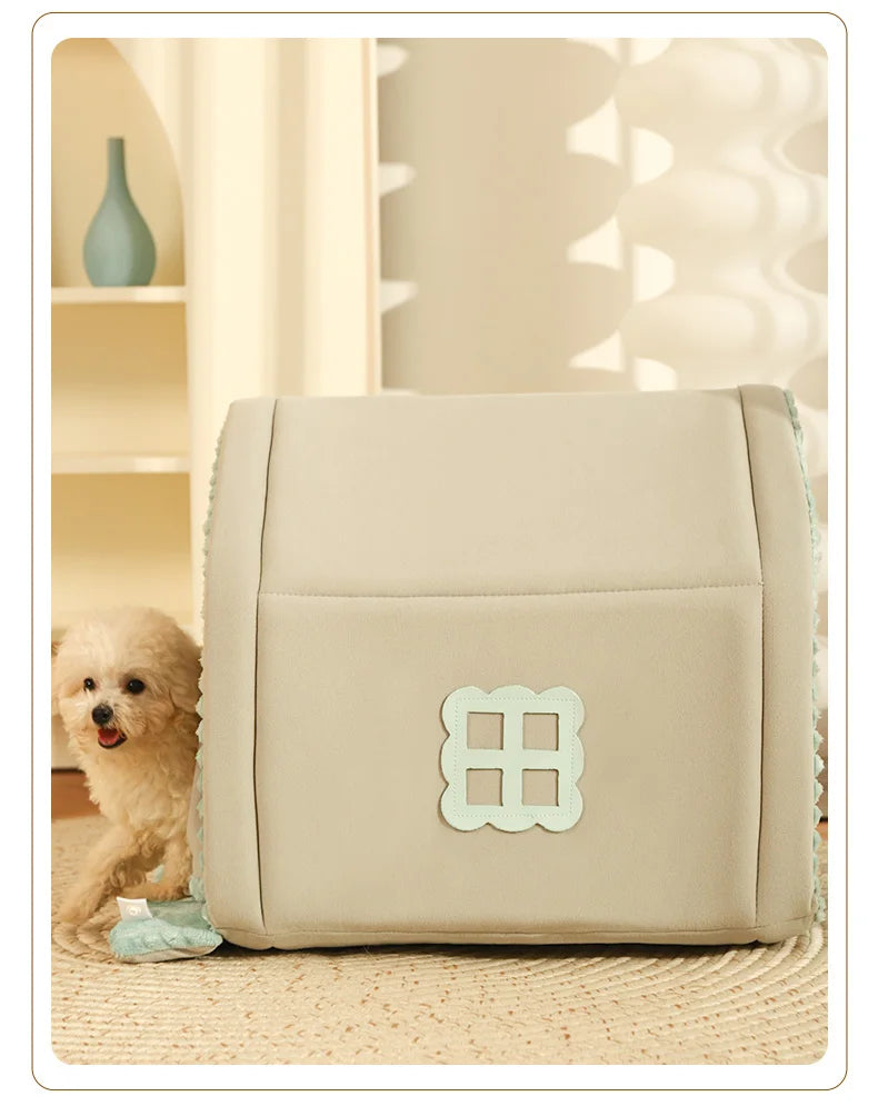 HOOPET  Closed Dog House Winter Windproof Nest for Dogs Cats with Door Curtain Outdoor Portable Cat Tent  Dog Villa Sleep Kennel