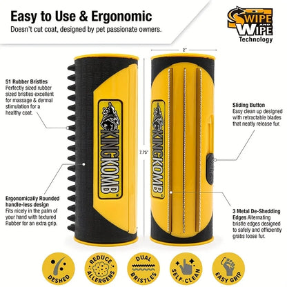 ABS Stainless Steel Pet Hair Remover Brush, Double Sided Grooming Tool for Sofa Carpet Dog Cat Shedding Accessories