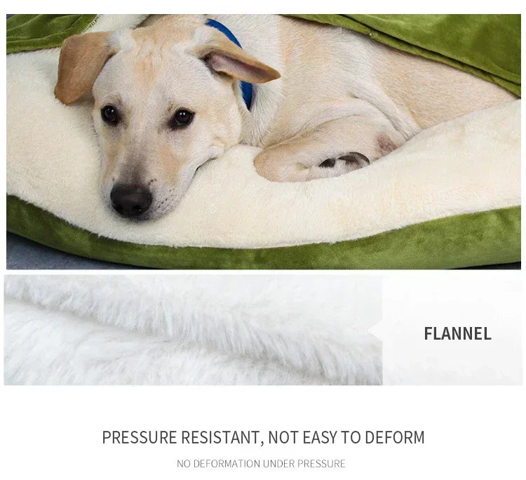 Bite-Resistant Washable Pet Bed - Winter Warm Removable Plush Cushion Large Dog Kennel Sofa Mat & Cat Sleeping Bag for Pets