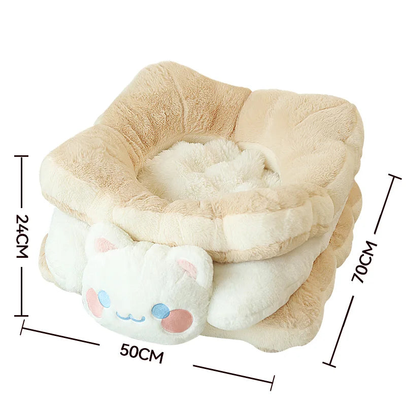 HOOPET Cat Bed Sandwich Cookie Cat Nest Winter Warm Thickened Cat Bed Winter Cat Kitten Sleeping With Pet Kennel