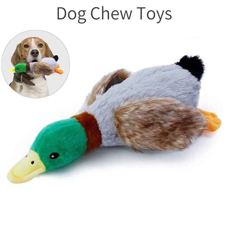 1pc Dog Chew Toys Cute Plush Duck Sound Toy Stuffed Squeaky Animal Squeak Dog Toy Cleaning Tooth Dog Chew Rope Pet Accessories