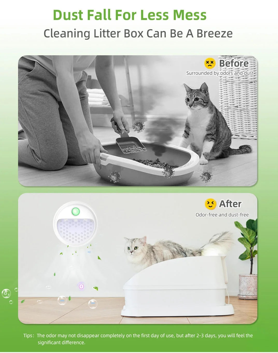 Smart Cat Odor Purifier 4000mAh Rechargeable For Cat Litter Box Deodorizer Pet Toilet Air Purifier Dog Cat Litter Deodorant