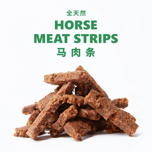 SHOUOK air-dried HORSE MEAT STRIPS for Dogs with 92%meat content;100%nature;NO antibiotics;No Grains; - Pet Suppie