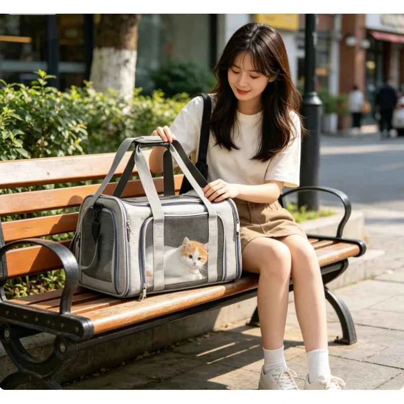 Dog Carrier Bag Soft Side Backpack Cat Pet Carriers Dog Travel Bags Airline Approved Transport For Small Dogs Cats Outgoing