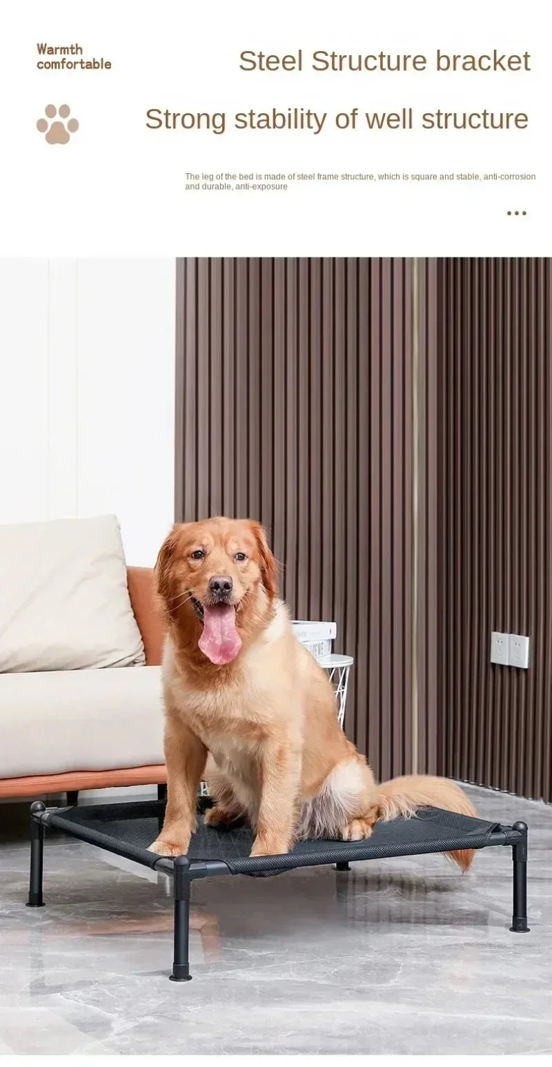 Foldable Elevated Pet Bed - Portable Camping Dog/Cat Bed with Washable Mat, Breathable Dog House for All Seasons