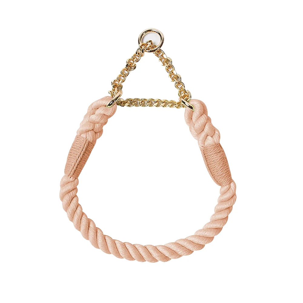 Dog Collar P Chain Comfortable Cotton Dog Collars Adjustable Braided Cotton Multi-Color Rope Collar with Durable Metal Dog Chain