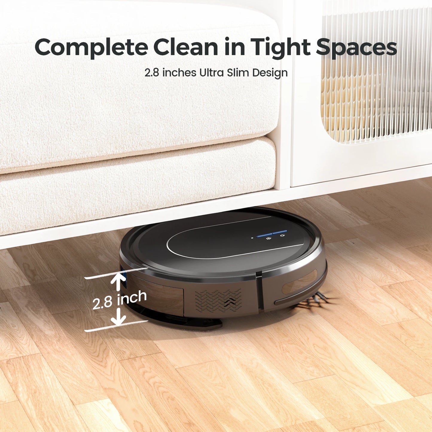 E2 Robot Vacuum Cleaner 3-in-1 Vacuum Floor Mop Cleaner with Auto-Charging 5000Pa Strong Suction Alexa/WiFi/App for Home Carpet Pet Hair Cleaning