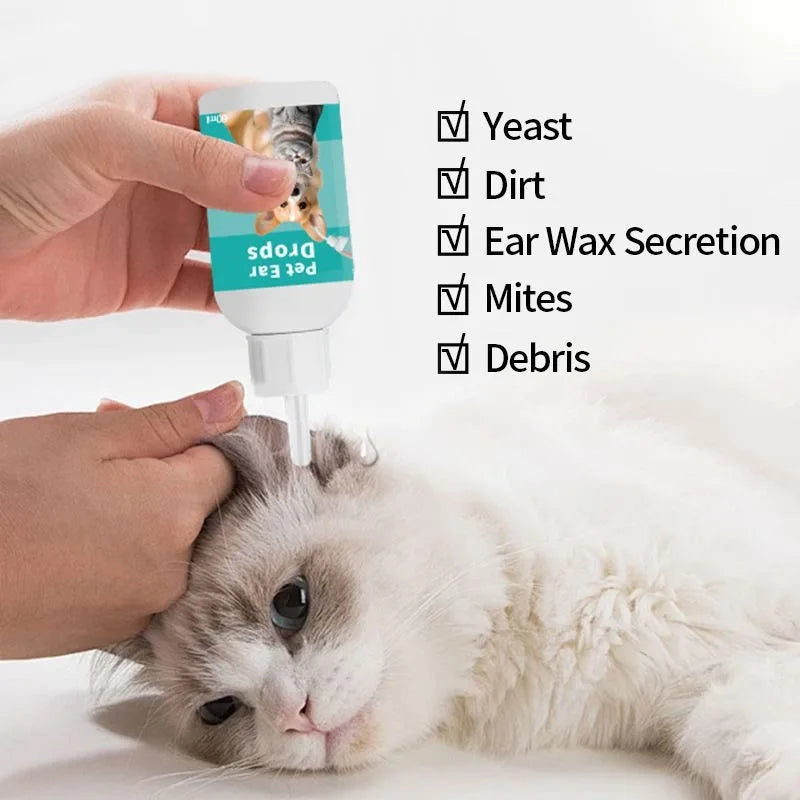 Pet ear wash Cats and dogs ear water cleaning ear mite ear drops ear drops Department care pet cleaning products