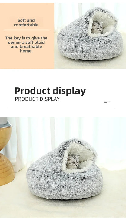 Pet Autumn and Winter Warm Shell Semi-Enclosed Cat Bed Pure Cotton Pet Cat Bed Semi-Enclosed Dog Bed Dog Bed Enclosed Cat Bed