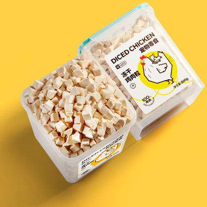 Freeze-Dried Chicken Treats 500g Bucket High-Protein Cat Dog Food Snack 0 Additives Natural Pet Rewards Factory Direct Wholesale