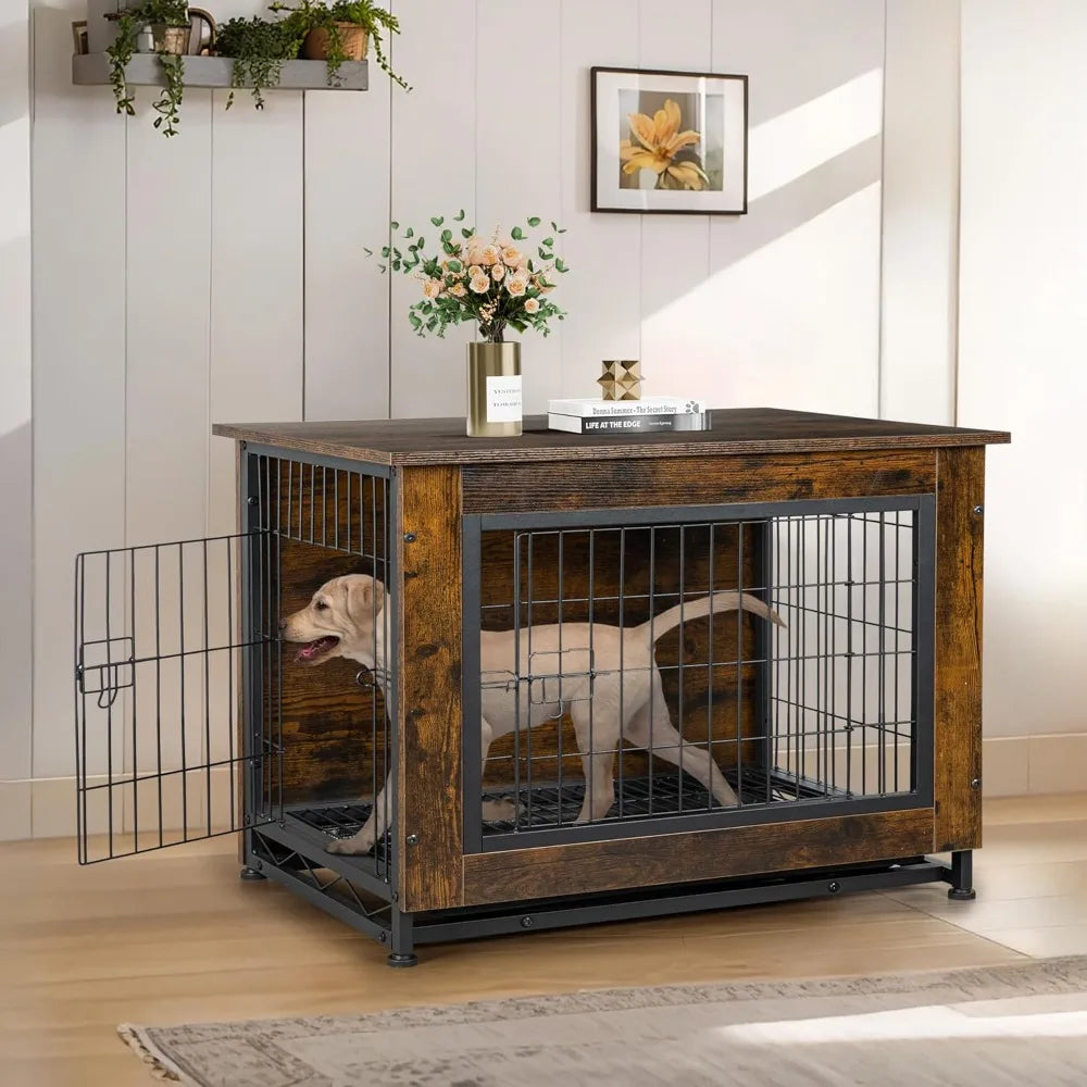 Dog Crate Furniture, Wooden Dogs Crate Table, Double-Doors Dogs Furniture, Indoor Doges Kennel, Dog House,Customized