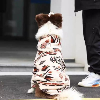 Winter Warm Thickened Sherpa Fleece Dog Coat - Hooded Thermal Sweatshirt For Medium & Large Dogs, Cold Weather Pet Apparel