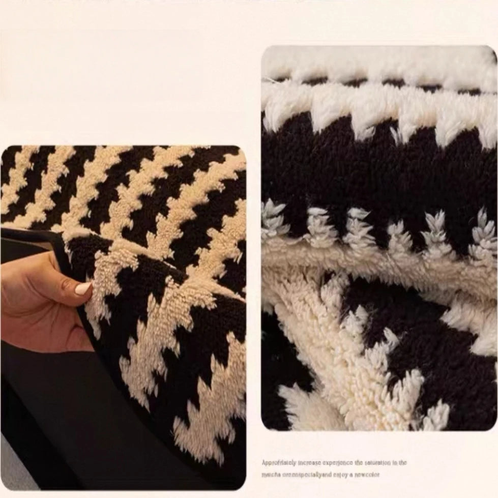 Unique Shape Warm Jacquard Tuffed Fleece Anti-Slip Sofa Cover for Living Room Couch Seat Cover, Universal Sofa Slipcover