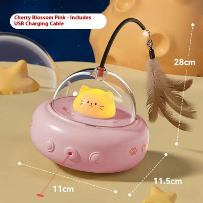 {QTG333} Tumbler Cat Teaser Toy With Removable Feathers & Bells - Self Amusing Kitten Play Wand Easy To Clean And Reassemble