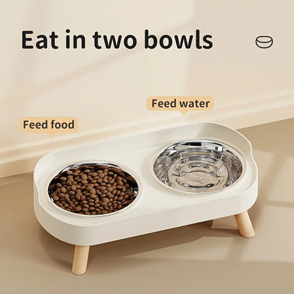 New Cat and Dog Elevated Double Bowl Water Feeding Integrated High Platform Double Bowl