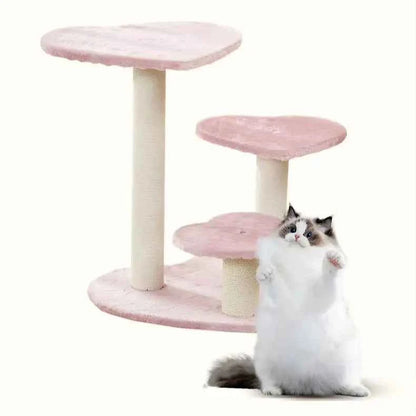 Plush Cat Tree with Heart-Shaped Design Suitable for All Seasons Cat Tree House for Kittens And Cats Furniture