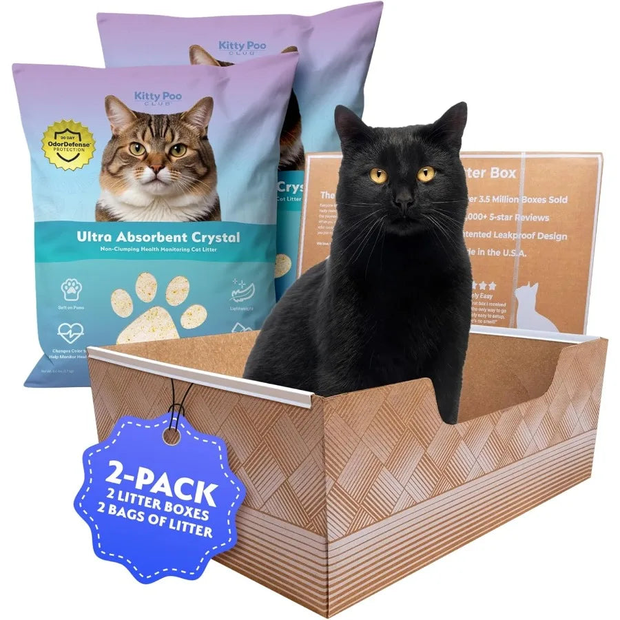 Health Indicating Cat Litter 2Bag NonClumping Lightweight with Disposable 2Pack Cat Litter Box Non Clumping Super Absorbent Odo