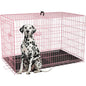Extra Large Dog Crate with Double Door, 48 Inch Folding Metal Wire Cage, Removable Tray & Divider Panel for Large Dogs in Pink