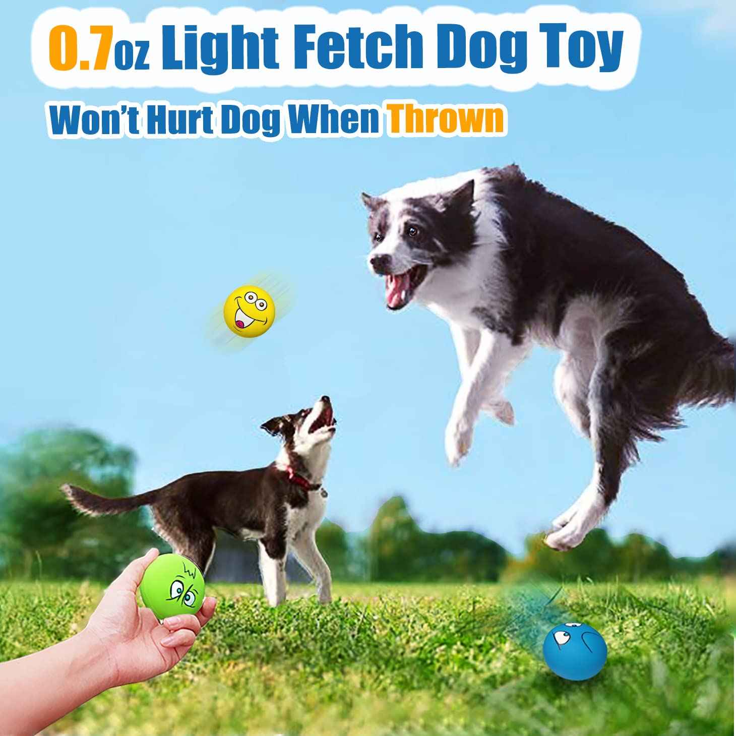 Rubber Dog Puppy Pet Play Squeaky Ball Chewing Toys with Face Fetch Bright Balls Pet Dog Supplies Puppy Popular Toys