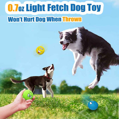 Rubber Dog Puppy Pet Play Squeaky Ball Chewing Toys with Face Fetch Bright Balls Pet Dog Supplies Puppy Popular Toys