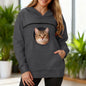 Plus Size 3XL Oversized Hoodies Women 2 in 1 Kangaroo Hoodie Sweatshirts for Pet Lover Cat Carrier Pouch Unisex Pullovers Tops