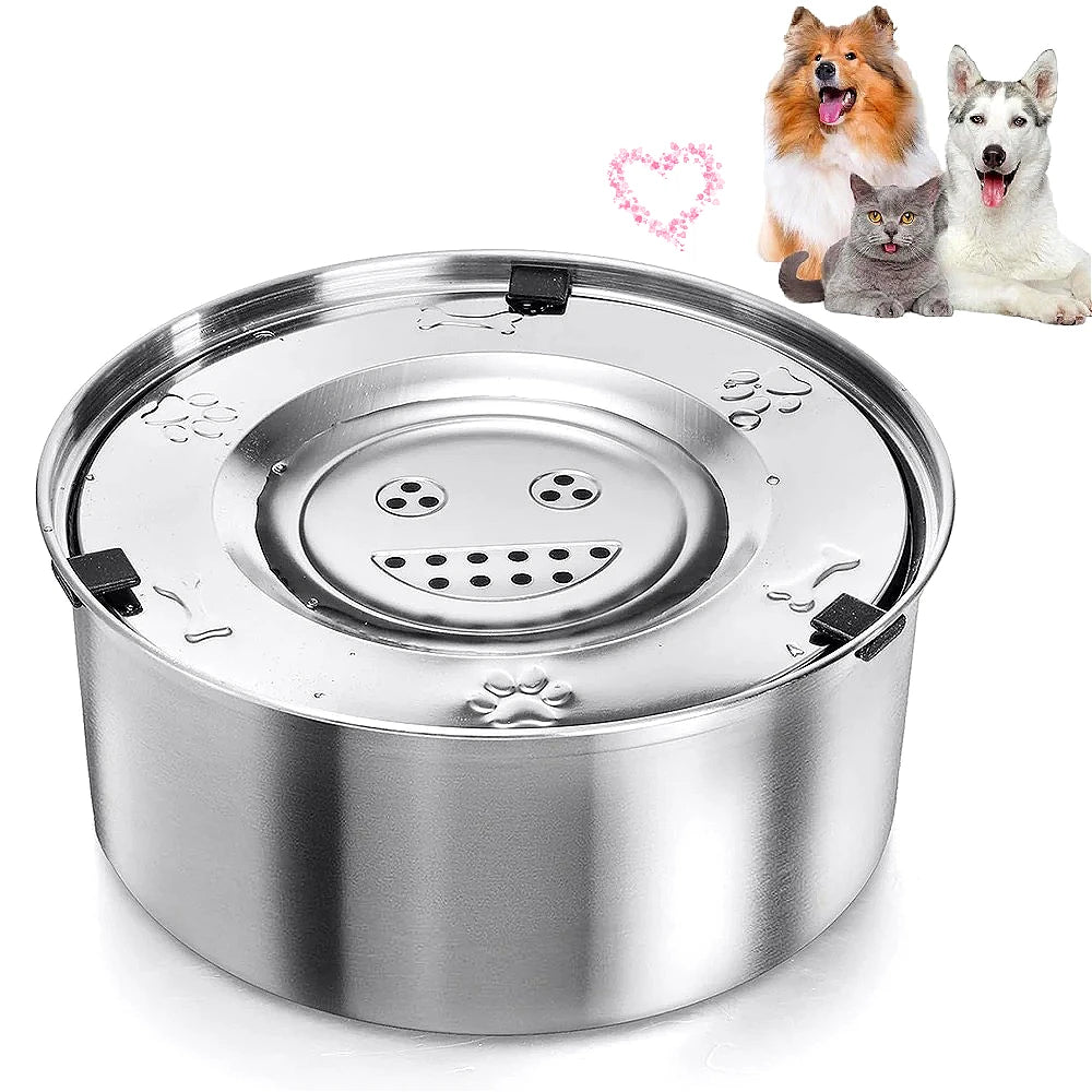 Big Capacity Stainless Steel Dog Cat Pet Floating Water Bowl No Spill Anti-Splash Dog Water Feeder Dispenser Bowl